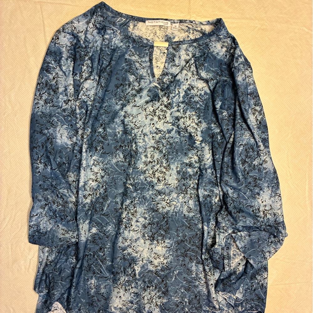 Notations Blue Patterned Blouse